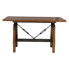 Rustic Brown and Gunmetal Finish 1pc Counter Height Dining Table Industrial Design Wooden Dining Furniture