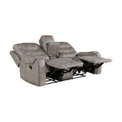 Modern Living Room 1pc Double Reclining Loveseat with Center Console, Polished Microfiber Upholstery, Plush Seating, Grayish Brown Solid Wood Frame Furniture