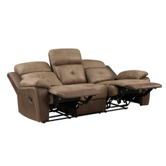 Plush Comfort Motion Sofa Brown Microfiber Upholstered Solid Wood Frame Living Room Furniture 1pc Dual Reclining Sofa Plush Arms