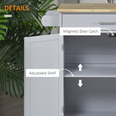 HOMCOM Kitchen Island Cart Rolling Trolley Cart with Drawer, Storage Cabinet & Towel Rack, Gray
