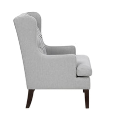 1pc Accent Chair Button-Tufted Gray Fabric Upholstery Foam Cushion Seat Living Room Furniture