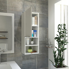 Mila Bathroom Cabinet, with Two Internal Shelves, Two External Shelves and Single Door, White