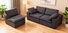Chenille Fabric Upholstered Sofa, Oversized Comfy Cloud 3-Seater Sofa Couch, Double Plush Cushion for Living Room,Grey