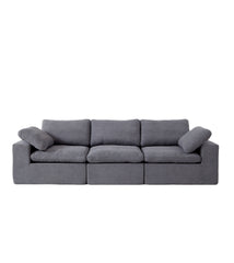 Chenille Fabric Upholstered Sofa, Oversized Comfy Cloud 3-Seater Sofa Couch, Double Plush Cushion for Living Room,Grey
