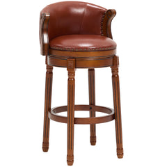 Cow top Leather Wooden Bar Stools, 360 Degree Swivel Bar Chair with Backs,Bar height Couner Height Barstools for Home Kitchen Dining Room and Bar Room(brown 1pc)