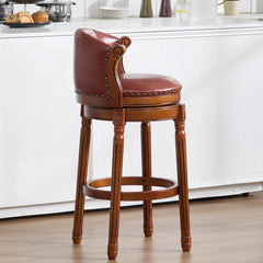 Cow top Leather Wooden Bar Stools, 360 Degree Swivel Bar Chair with Backs,Bar height Couner Height Barstools for Home Kitchen Dining Room and Bar Room(brown 1pc)