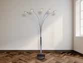 1pc Modern Design Classic Luxury Sleek Multi-head Floor Lamp Half Moon Radiant Crystal-encrusted Sleek Metallic Stems Living Room