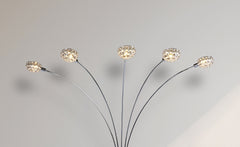 1pc Modern Design Classic Luxury Sleek Multi-head Floor Lamp Half Moon Radiant Crystal-encrusted Sleek Metallic Stems Living Room