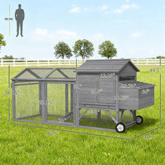 Wooden Chicken Coop 96.5" L x 35.5" W x 44.5" H Hen House Poultry Cage