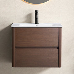 23x18x19 Inch Black Brown Wall-Mounted Bathroom Vanity – Easy to Assemble with Numbered Panels, Soft-Close Drawer, Scratch-Resistant Finish for Modern Bathroom Storage without sink
