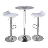 Spyra-Ale Contemporary Adjustable Bar Set in Chrome Metal, Clear Acrylic with Light Up Tabletop, and White PVC by LumiSource - 3 Piece