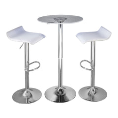 Spyra-Ale Contemporary Adjustable Bar Set in Chrome Metal, Clear Acrylic with Light Up Tabletop, and White PVC by LumiSource - 3 Piece