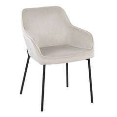 Daniella Contemporary Dining Chair in Black Metal and Cream Velvet by LumiSource - Set of 2