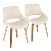 Fabrico Mid-Century Modern Accent/Dining Chair in Zebra Wood and Cream Fabric by LumiSource - Set of 2