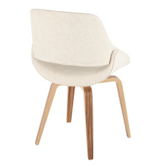 Fabrico Mid-Century Modern Accent/Dining Chair in Zebra Wood and Cream Fabric by LumiSource - Set of 2