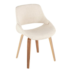 Fabrico Mid-Century Modern Accent/Dining Chair in Zebra Wood and Cream Fabric by LumiSource - Set of 2