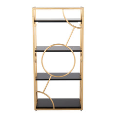 Constellation Contemporary Bookcase in Gold Metal and Black Wood by LumiSource