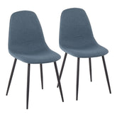 Pebble Contemporary Chair in Black Steel and Blue Fabric by LumiSource - Set of 2