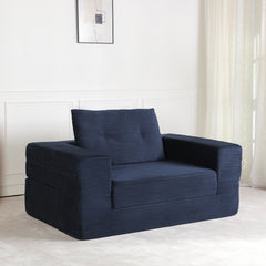 Compression Human Dog Sofa Bed for Adult & Pets,Modern Floor Couch With Pillow for Living Room Bedroom,Corduroy Fabric,No Assembly Required, Dark Blue