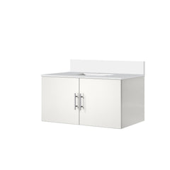 Glossy White Bath Vanity 36 in. W x 22 in. D, with Cultured Marble Top