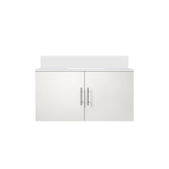 Glossy White Bath Vanity 36 in. W x 22 in. D, with White Quartz Top