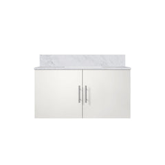 Glossy White Bath Vanity 36 in. W x 22 in. D, with Carrara Marble Top