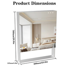 24'' x 30'' Medicine Cabinet with Mirror for Bathroom, Wall Mounted Bathroom Mirror with Storage, Adjustable Shelves, Aluminum Framework, Surface Mount Silver
