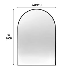 24x32 Inch Black Metal Framed Arched Bathrrom Mirror for Wall.(W2203P220253)