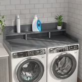 Washer Dryer Countertop with Non-slip Pads, Laundry Wood Shelf Topper with Edge, 54" Width x 27.5" Depth Double Layer Organizer for Washer and Dryer Laundry Hamper Counter Storage Organization (GRAY)
