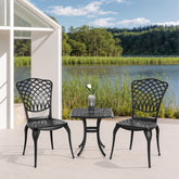 Bistro Set 3 Piece Rustproof Cast Aluminum Patio Furniture Sets 2 Chairs and 1 Round Table Outdoor, Garden,
Patio, Balcony, black
