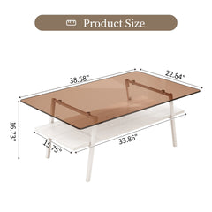Coffee Table and End tables Set of 3, Tempered Glass Table with MDF layer, Modern Tables for Living Room , Brown Glass