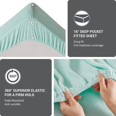 4 PCS Cal King Sheet Set Aqua