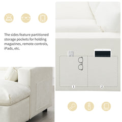 86.5'' U-Shaped Sectional Sofa with Storage Pockets, 2 Movable Ottoman, Armrest Pillows, Free Combination, 5-Seat Modern Cloud Sofa for Living Room&Apartment, Chenille, 3 Colors