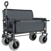 3-in-1 Folding Wagon with Bench Seat – 500lbs Capacity, 9"x4" Beach Tires for Camping & Beach, gray