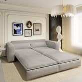 93" King Size Sleeper Sofa Bed, Pull Out Sofa Bed, 3 in 1 Convertible Sleeper Sofa, Chaise Lounge,3 Seat Teddy Couch with 2 Lumbar Pillows for Living Room,Office(Old Sku:W1885S00054/W1885S00162)