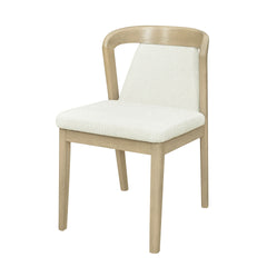 Upholstered Backrest Armless Dining Chairs (Natural Ash+Beige)