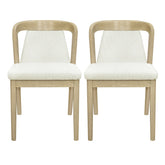 Upholstered Backrest Armless Dining Chairs (Natural Ash+Beige)