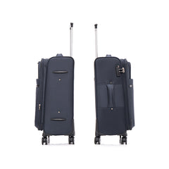 3-piece fabric soft luggage set with swivel wheels and password lock, DARK BLUE.20/26/30 inches