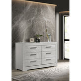 Pierce White High Gloss 6-drawer Dresser Cabinet