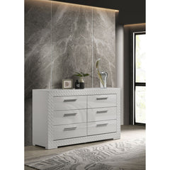 Pierce White High Gloss 6-drawer Dresser Cabinet