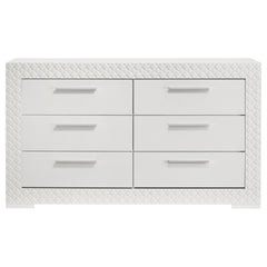 Pierce White High Gloss 6-drawer Dresser Cabinet
