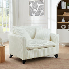 Lazy sofa chair, comfortable single-person sofa chair, with a backrest and soft seat cushion, having armrests on both sides, suitable for living room and bedroom - Beige