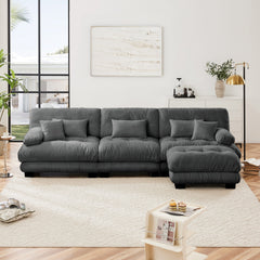 Luxury Modular Sectional Sofa Couch,Oversized L Shaped Cloud Couch for Living Room,Deep Seat Sofa Couch with Convertible Ottoman,Chenille Gray