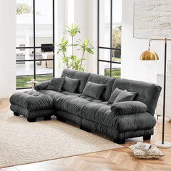 Luxury Modular Sectional Sofa Couch,Oversized L Shaped Cloud Couch for Living Room,Deep Seat Sofa Couch with Convertible Ottoman,Chenille Gray