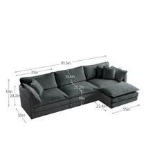 Free Combination Comfy Upholstery Modular Oversized L Shaped Sectional Sofa With Reversible Ottoman, Gray Chenille