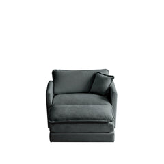 Modern Accent Chair with Ottoman, Living Room Club Chair Chenille Upholstered Armchair , Reading Chair for Bedroom, Gray Chenille