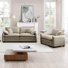 Modern Living Room Sofa Two Pieces Set, Suitable for Living room and Small Apartment , 2 Pieces Sofa Set Consists of a Single Seat Sofa and a 2-Seater Sofas,Tan Corduroy