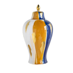 9.8x9.8x19.1" Curved Ceramic Jar with Artistic Multicolored Finish