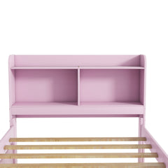Twin Bed with Trundle,Bookcase,Pink