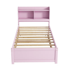 Twin Bed with Trundle,Bookcase,Pink